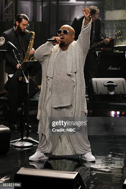 Episode 4536 -- Pictured: Singer CeeLo Green of musical guest Goodie Mob performs on September 25, 2013 --