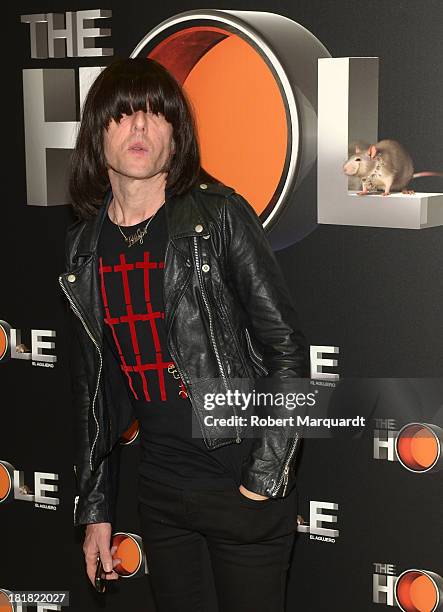 Nancy Tranvesti of the musical group Nancy Rubias attends a photocall for 'The Hole' theater production at the Theater Coliseum on September 25, 2013...