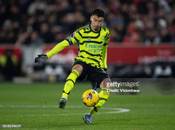 Gabriel Martinelli of Arsenal during the Premier League match between Brentford FC and Arsenal FC at Gtech Community Stadium on November 25, 2023 in...