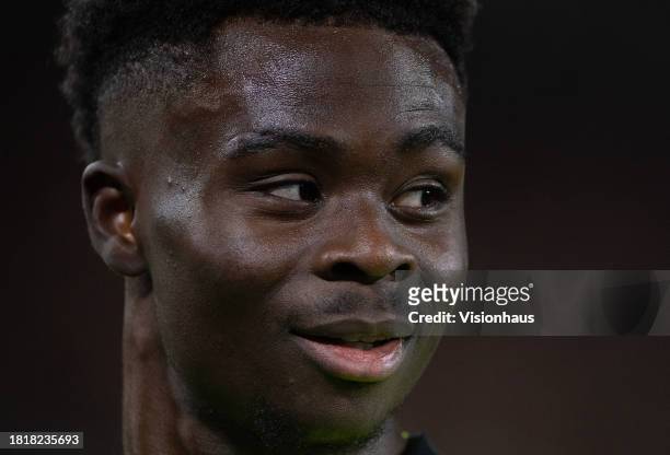 Bukayo Saka of Arsenal during the Premier League match between Brentford FC and Arsenal FC at Gtech Community Stadium on November 25, 2023 in...