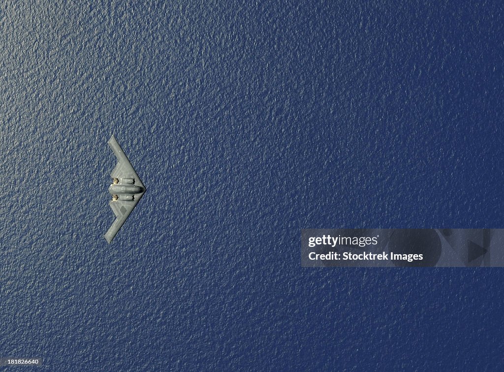 May 12, 2009 - A U.S. Air Force B-2 Spirit flies over the western Pacific Ocean during an aerial refueling mission.
