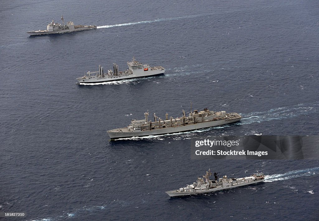 Ins Ranvir D52 Uss Bunker Hill Ins Shakti Usns Bridge And Ins Ranvir Transit In ...