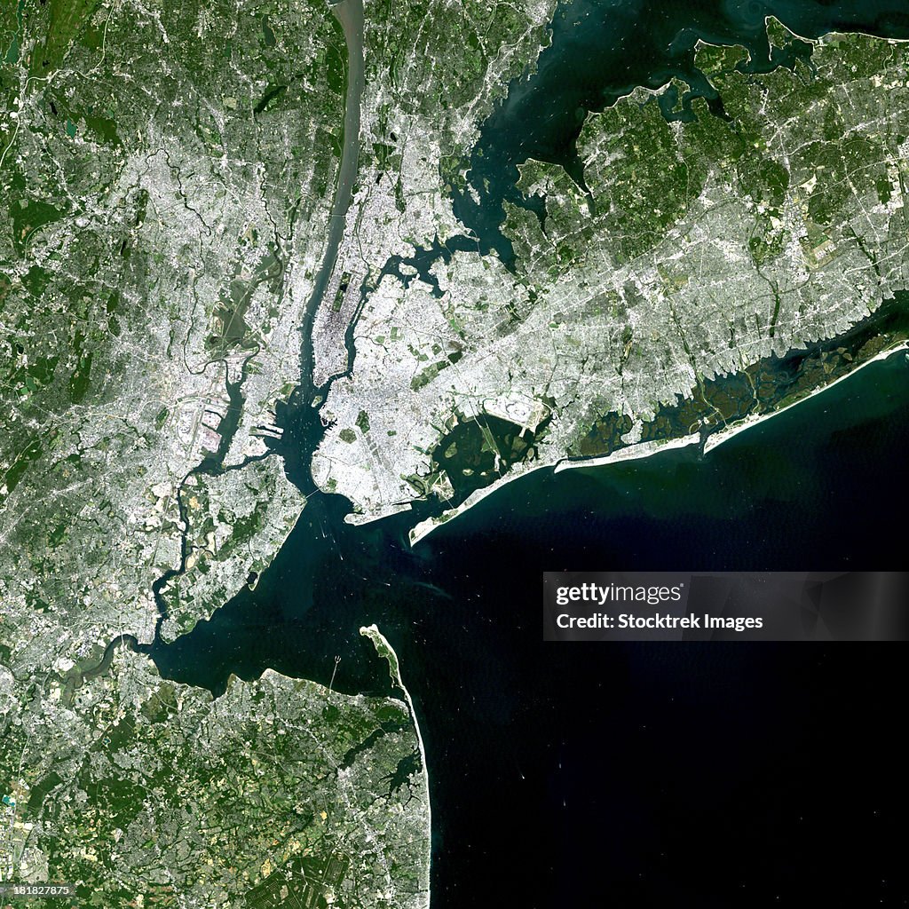 August 8, 2002 - Satellite view of New York City, New York.