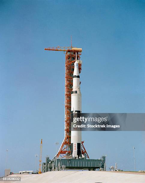 apollo 10 space vehicle on the launch pad at kennedy space center. - pre launch stock pictures, royalty-free photos & images