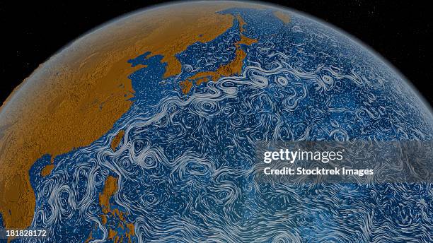 this visualization shows ocean surface currents of the kuroshio current during the period from june 2005 through december 2007. - tide stock-grafiken, -clipart, -cartoons und -symbole