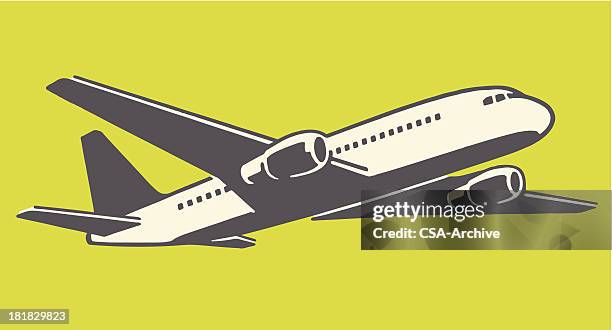 ilustraciones, imágenes clip art, dibujos animados e iconos de stock de avión en vuelo - business travel