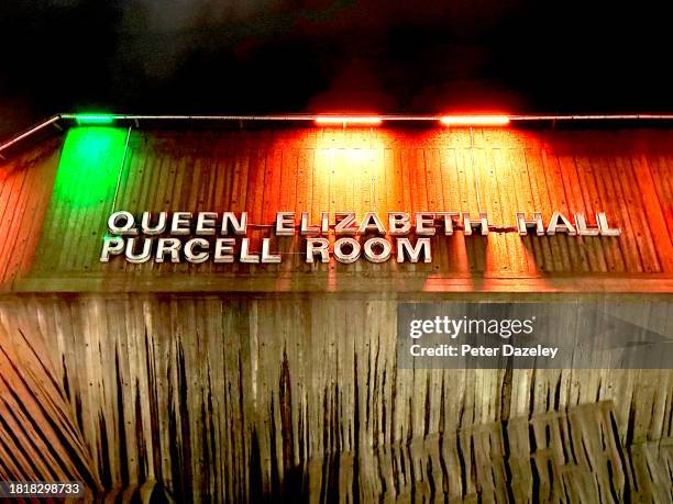 Southbank Centre, LONDON,ENGLAND Queen Elizabeth Hall, Purcell Room, Southbank Centre Building Exterior External Store Sign England.