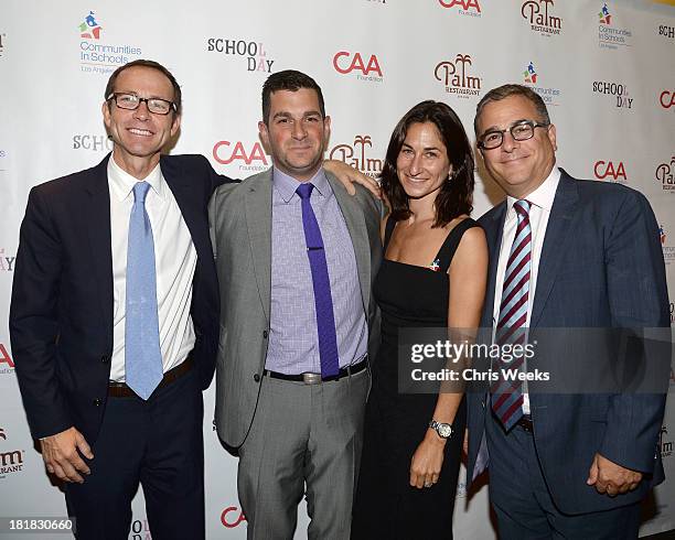 David Levitt, Dave Bugliari, CIS Executive Director Deborah Marcus and Rick Kurtzman arrive at a lunch for Creative Artists Agency Celebrates School...