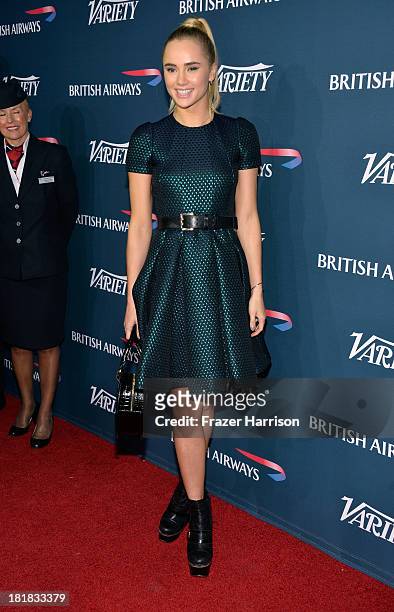 Actress Suki Waterhouse attends British Airways and Variety Celebrate The Inaugural A380 Service Direct from Los Angeles to London and Discover...