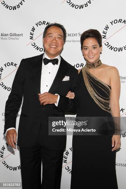 Yo-Yo Ma and Emily Ma attend the New York Philharmonic 172nd Season Opening Night Gala at Avery Fisher Hall, Lincoln Center on September 25, 2013 in...