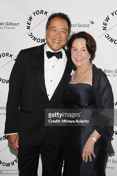 Yo-Yo Ma and Jill Hornor attend the New York Philharmonic 172nd Season Opening Night Gala at Avery Fisher Hall, Lincoln Center on September 25, 2013...