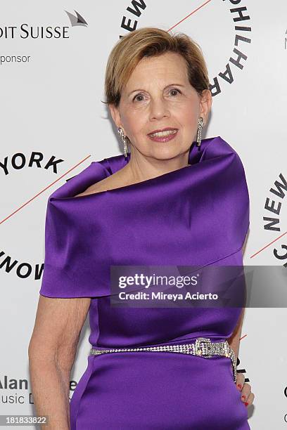 Adrienne Arsht attends the New York Philharmonic 172nd Season Opening Night Gala at Avery Fisher Hall, Lincoln Center on September 25, 2013 in New...