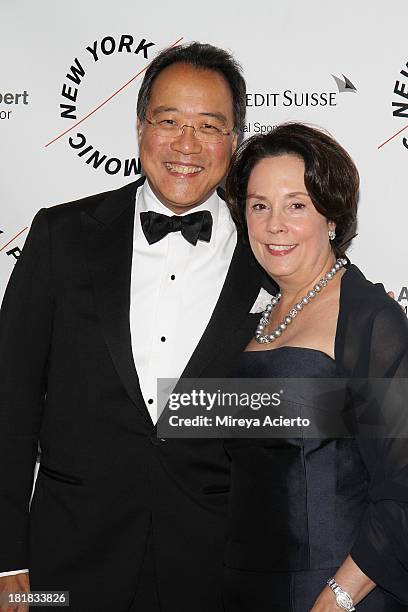 Yo-Yo Ma and Jill Hornor attend the New York Philharmonic 172nd Season Opening Night Gala at Avery Fisher Hall, Lincoln Center on September 25, 2013...