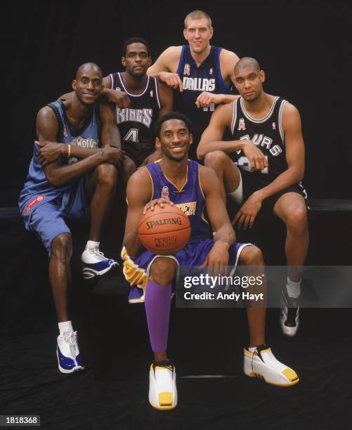 Portrait of the Western Conference starting lineup for the 51st All-Star Game Kevin Garnett, Chris Webber, Dirk Nowitzki, Tim Duncan and Kobe Bryant...