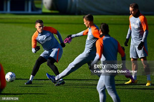 Aleksandar Stankovic of FC Internazionale in action during the FC Internazionale training session at the club's training ground Suning Training...