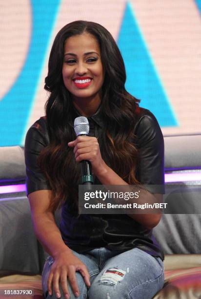 Player Skylar Diggins visits 106 & Park at 106 & Park Studio on September 23, 2013 in New York City.