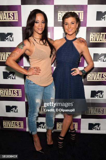 Personalities Aneesa Ferreira and Diem Brown attend MTV's "The Challenge: Rivals II" Final Episode and Reunion Party at Chelsea Studio on September...