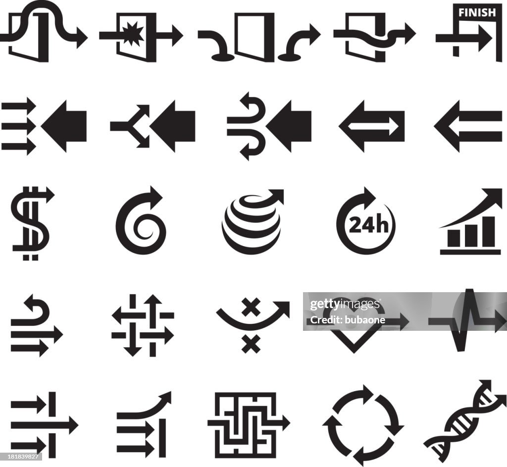 Conceptual Computer Arrow Sign Icons black & white icon set