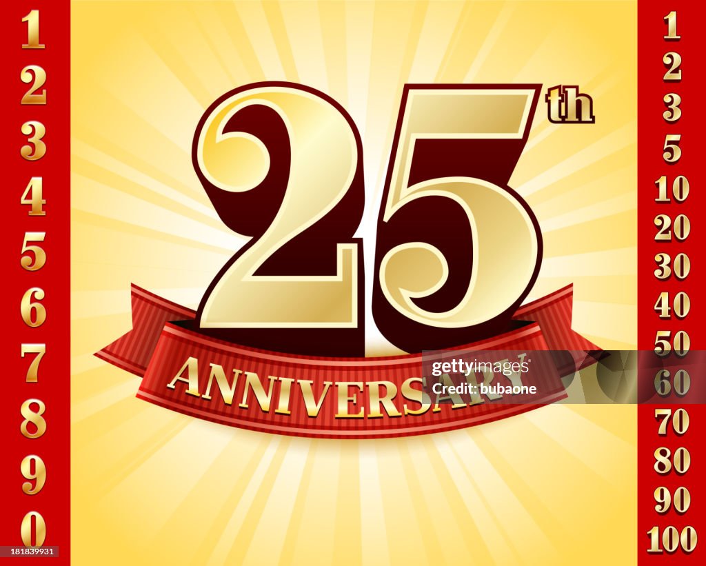 Anniversary Badges Red and Gold Collection Background