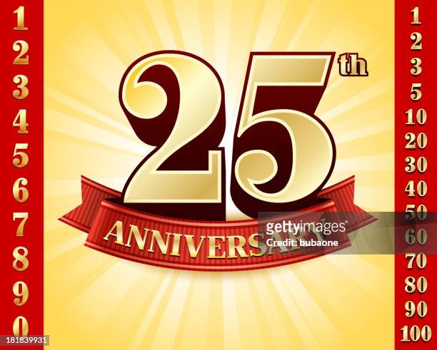 anniversary badges red and gold collection background - 30 39 years stock illustrations