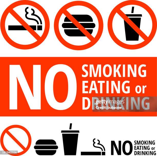 no eating, smoking, or drinking sign on buttons and banners - no smoking sign 幅插畫檔、美工圖案、卡通及圖標