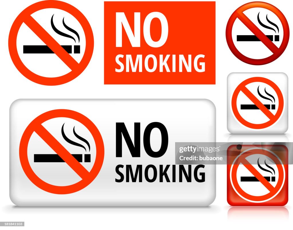 Prohibido fumar, arte vectorial libre de derechos de botones