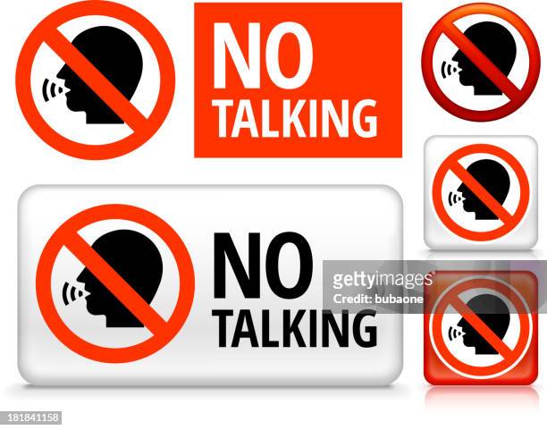no talking royalty free vector art buttons - warning sign icon stock illustrations