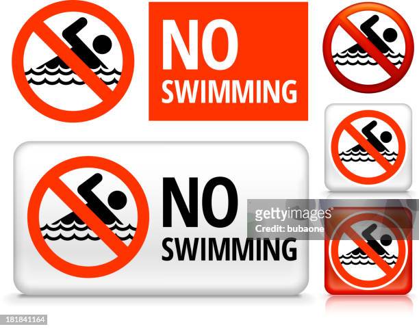 no swimming royalty free vector art buttons - butterfly stroke stock illustrations