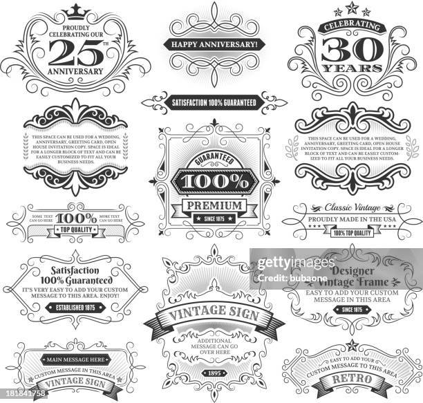 vintage labels, frames and design elements with copy space - customised clothing stock illustrations