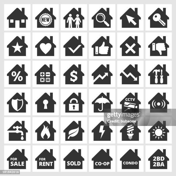 home black & white royalty free vector icon set - sun safety stock illustrations