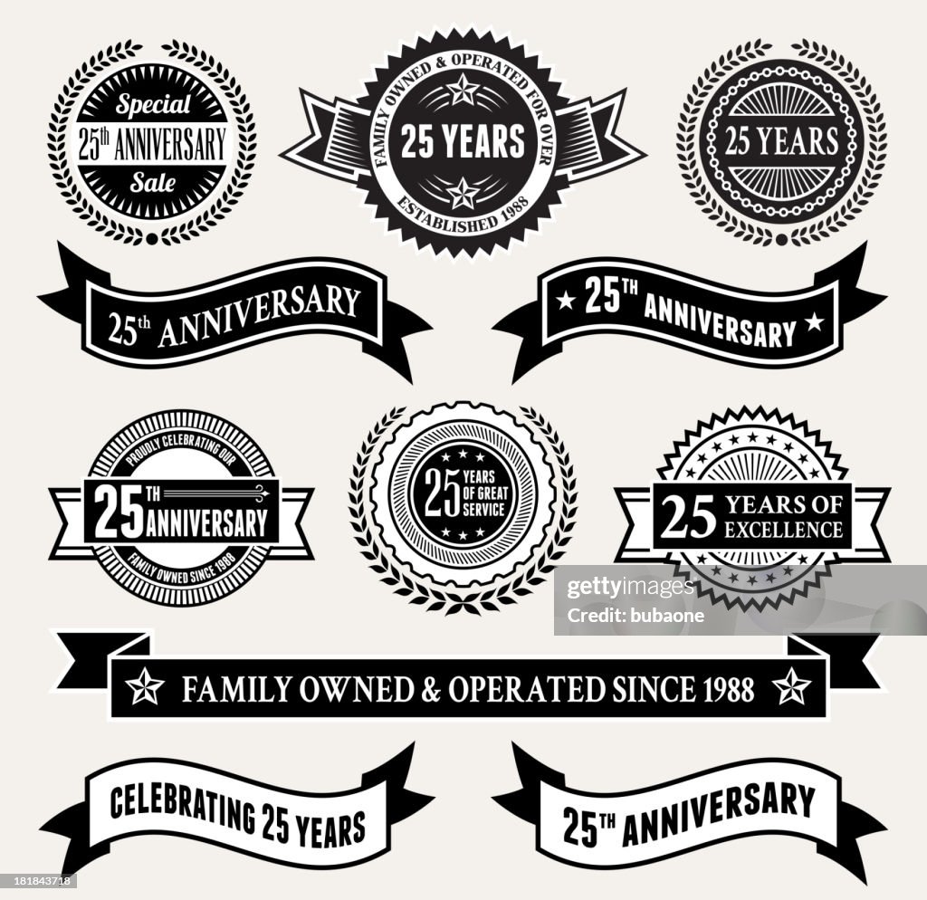 Black and White 25th Anniversary Badge Collection