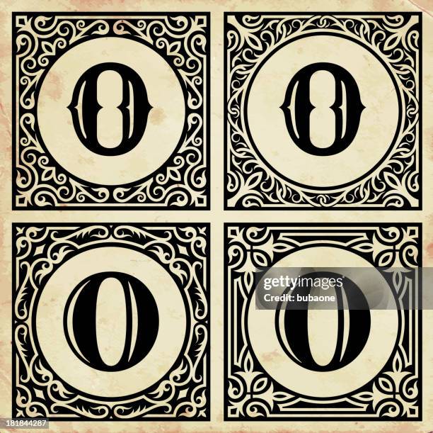 old paper with decorative letter o - o stock illustrations