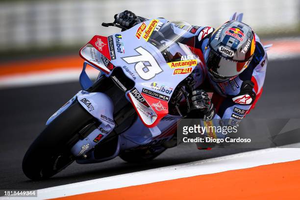 Alex Marquez of Spain and Gresini Racing MotoGP in action on track during the MotoGP Test in Valencia at Ricardo Tormo Circuit on November 28, 2023...