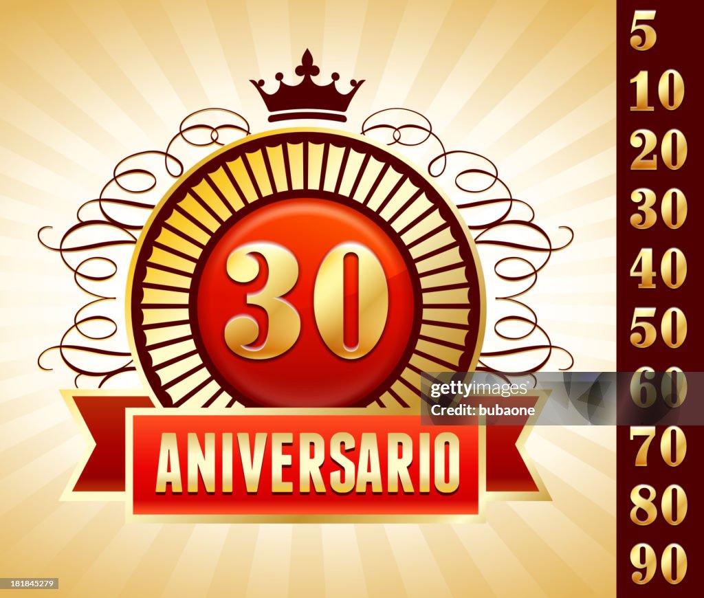 Spanish Language Anniversary Badges Red royalty free vector graphic