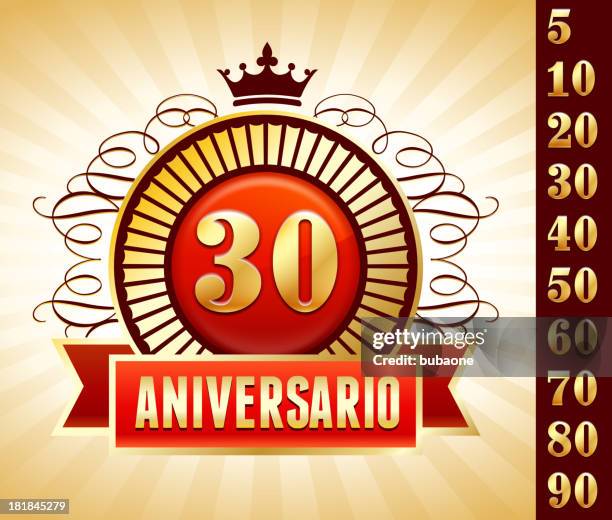 spanish language anniversary badges red royalty free vector graphic - 50 years stock illustrations