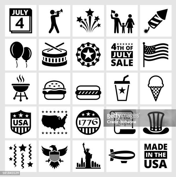 forth of july independence day celebration and summer holiday fun - national holiday icons stock illustrations