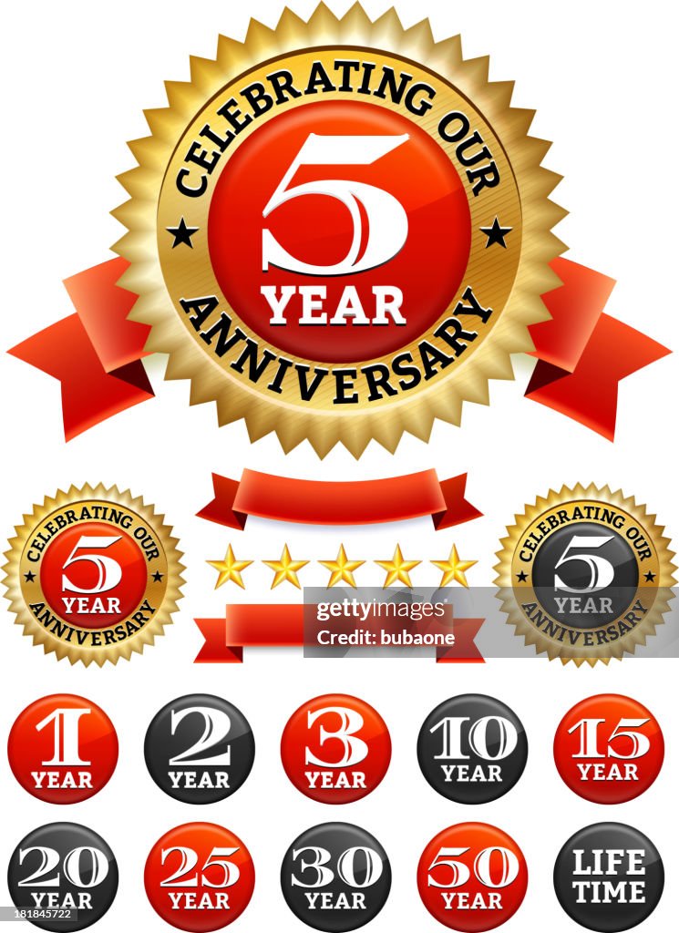 Custom Anniversary Badges Red and Gold Collection