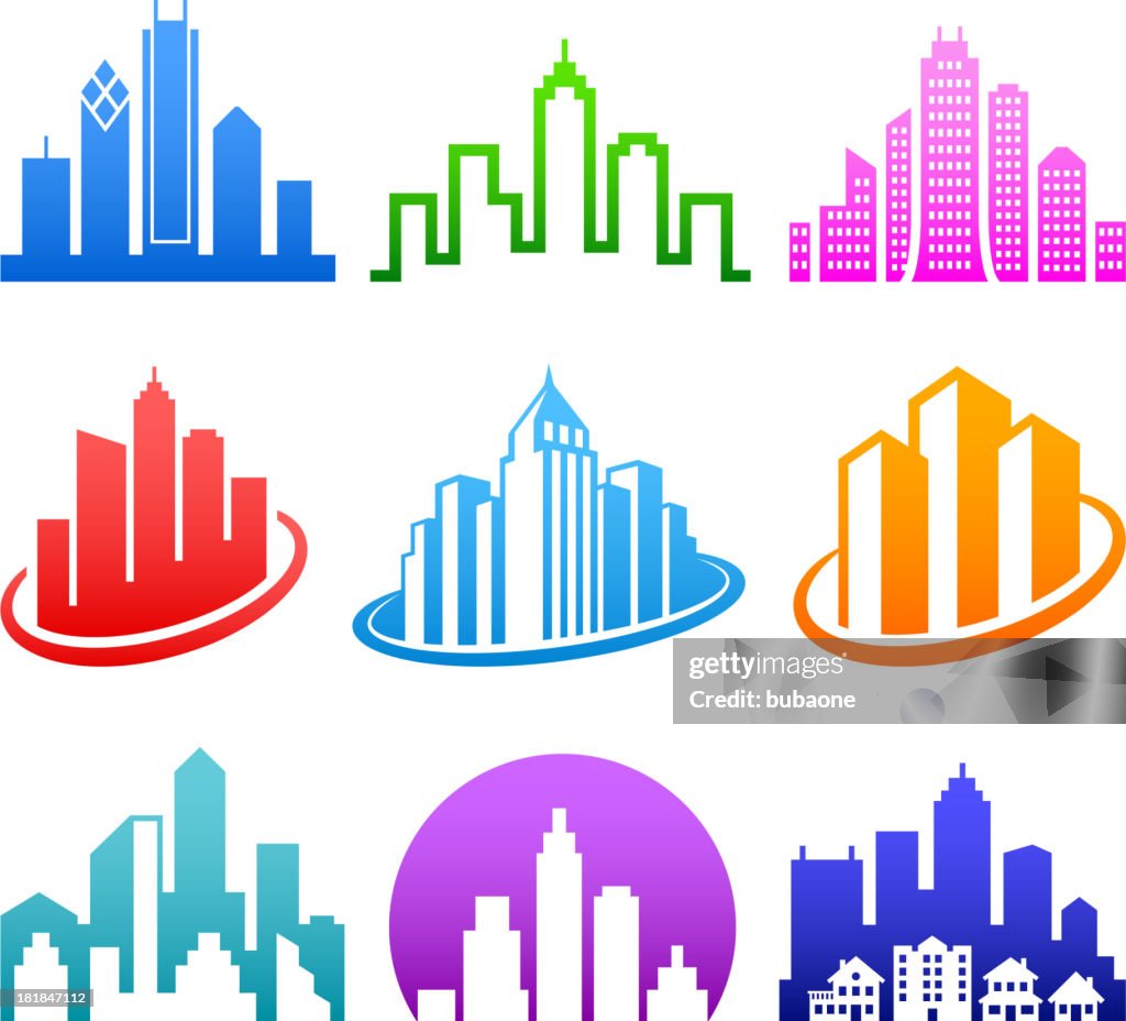 City Emblem color royalty free vector icon set