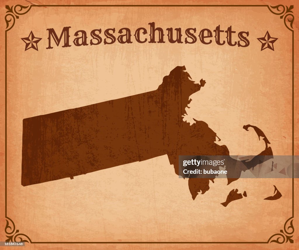 Massachusetts Grunge Map with Frame