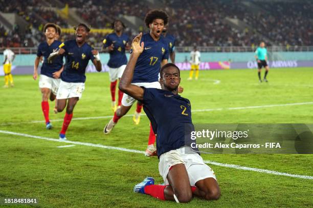 Yvann Titi of France celebrates scoring their first goal during the FIFA U-17 World Cup Semi Final match between France and Mali at Manahan Stadium...