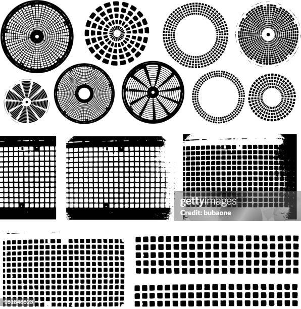 various black and white grunge shapes - garbage flecked stock illustrations