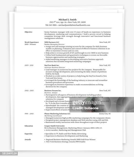resume on white looseleaf paper - cv stock illustrations