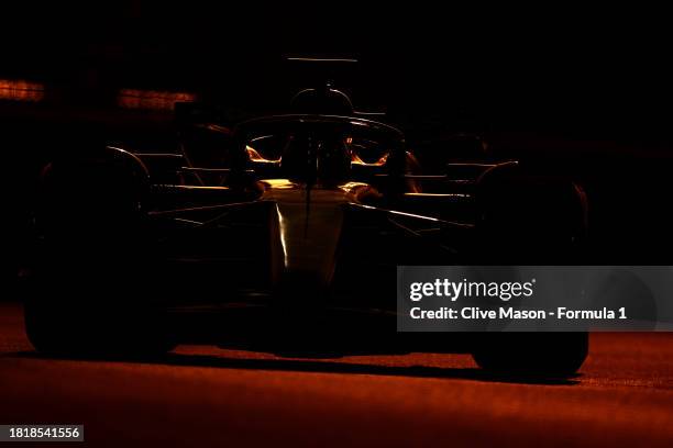 Frederik Vesti of Denmark driving the Mercedes AMG Petronas F1 Team W14 on track during Formula 1 testing at Yas Marina Circuit on November 28, 2023...