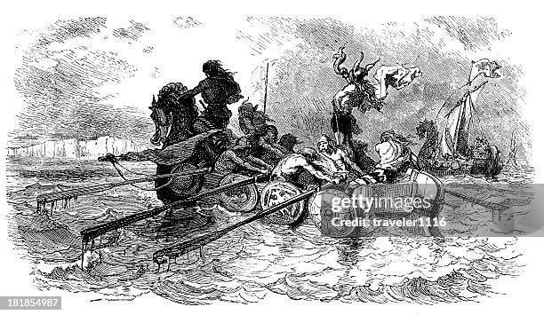 vikings on an expedition - vikings stock illustrations