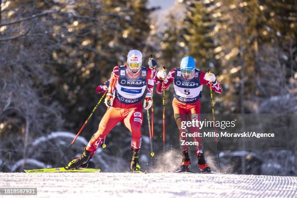 Johannes Lamparter of Team Austria in action, takes 2nd place during the FIS Nordic Combined World Cup Men's Gundersen HS140 10km on December 3, 2023...