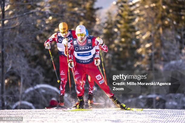 Johannes Lamparter of Team Austria in action, takes 2nd place during the FIS Nordic Combined World Cup Men's Gundersen HS140 10km on December 3, 2023...