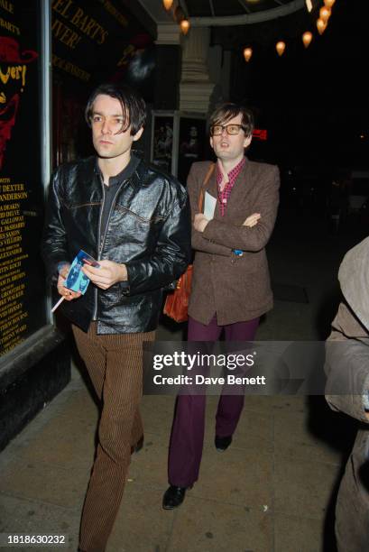 English musicians Steve Mackey and Jarvis Cocker attend an after concert party at the Howl at the Moon pub, Hoxton, for the English rock band...