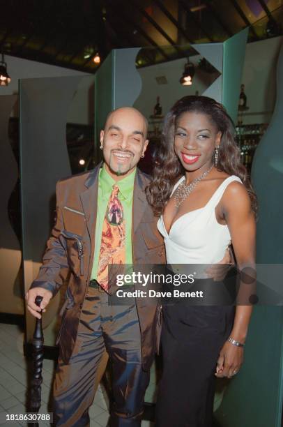 Heather Small and Andrew 'Shovel' Lovell attend a party to celebrate the release of a television advert for the new Peugeot 406 car, Mezzo...