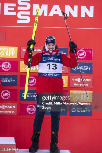 Joergen Graabak of Team Norway in action, takes 2nd place during the FIS Nordic Combined World Cup Men's Gundersen HS140 10km on December 3, 2023 in...