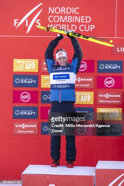 Johannes Lamparter of Team Austria in action, takes 2nd place during the FIS Nordic Combined World Cup Men's Gundersen HS140 10km on December 3, 2023...